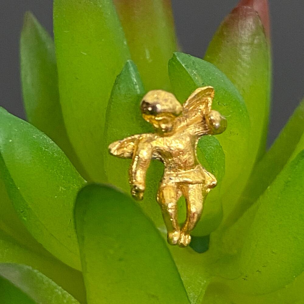 Vintage Gold Cherub Angel Lapel Pin | Dainty Cupid Tie Tack Brooch